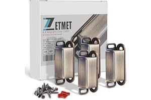 ZETMET 4 Sets of Magnetic Door Catch, Magnets for Cupboard Doors，Door Magnets, Strong Magnetic Stainless Steel Cabinet Door Closers, Drawers, Door and Window Locks, 8KG Tension, Classic Bronze Color