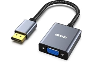 BENFEI DisplayPort to VGA Adapter, DisplayPort Input to VGA Output Adapter Compatible for Lenovo Dell HP and other Brand[Gold-Plated Connectors, Aluminium Shell&Nylon Cable]