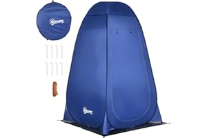 Outsunny Tenda Doccia da Campeggio Spiaggia ed Esterni, Spogliatoio Portatile con Porta a Cerniera, Borsa per Trasporto e Tasca Portaoggetti, 126x124x189 cm