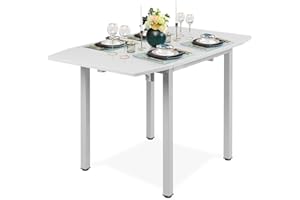 JEFFORDOUTLET Dining Table,Drop Leaf Rectangle Extendable Kitchen Tables 4 to 6 Seat Space Saving Dining Table,Grey