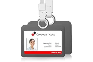 HICYCLE2 Soporte para tarjetas de identificación, soporte horizontal con cordón de silicona, resistente para el cuello, tarjetas de identificación, tarjetas de visita, suministros de oficina, color gris