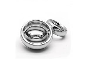 MKGMYGZ Metal Cock Ring Penis Weight Pleasure Ring for Men, Male Stainless Steel Testicle Stretching Rings Sexual Stimulation Device Prolonged Erection Sex Toy JS-091 (45MM/195G)