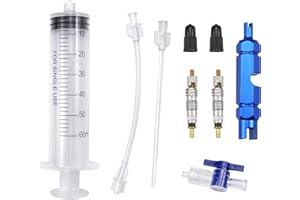 DOAFOCE Siringa per Liquido Sigillante con Tappo Valvola Presta,Nuclei valvola Presta Siringa Lattice MTB con Strumento di Rimozione Valvola Presta Valve Kit Montaggio Tubeless per Bicicletta/MTB/Sigillanti