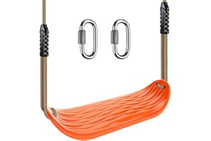BeneLabel Schaukel Kinder, Indoor Outdoor Babyschaukel Hartgummi Schaukelsitz Spielplatz Gartenschaukel Schaukelbrett mit Verstellbar 130-200cm Seil für Teens/Erwachsene, Orange Wasserrippel/113kg