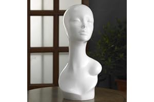 Forever Young UK Professional Female Mannequin Head White Gloss Finish for Displaying Headphones, Hats, Wigs and Jewellery