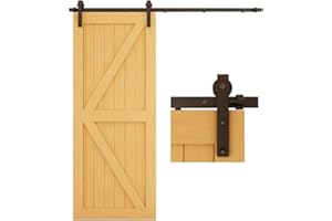 CCJH 183cm/6FT Herraje para Puertas Correderas Kit de Accesorios para Puertas Corredizas de Granero, Kit de Puerta de Madera única