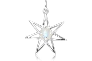 W | S WITHLOVE SILVER WithLoveSilver Argent Sterling 925 Matin Fée étoile Lune Naturel Pendentif Pierre de Lune