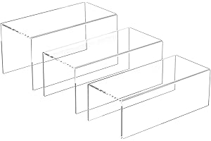 Sezanrpt Clear Display Risers Regal 3pcs, Countertop rechteckige Acryl Display Storage Organizer, Acryl Ständer für Figur, Kosmetik, Taschen, Schuhe, Spielzeug, Sammelobjekte 30-10x12.5x15CM