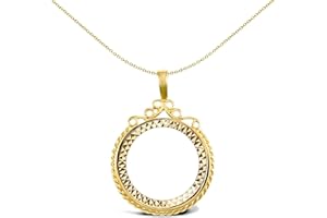 Jewelco London Solid 9ct Yellow Gold Rope Edge Scroll Top Full Sovereign Coin Mount Pendant