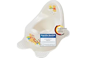 KiNDERWELT Premium Töpfchen für Kinder und Babys, Winnie Pooh Design in Weiß, Töpfchen für Kleinkinder ab 18 Monaten, hohe Rückenlehne, rutschfest und BPA-frei