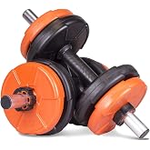 Ecgspor 16 Kg Dumbbell Set Orange-black 6 In 1 Fitness Set