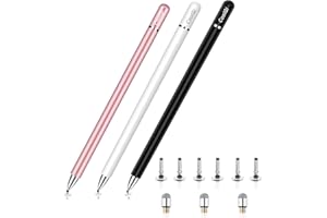 COOLQI Stylus Pens for Touch Screens, 3 Pack 2 in 1 High Precision Universal ipad Pen,Stylus Pen for iPad,iPhone, Android, Microsoft Tablets, Compatible with All Touch Screens(Black/White/Pink)