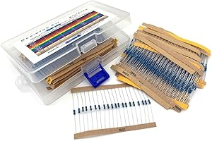 DollaTek 1280 szt. 64 wartości zestaw rezystorów, 1 om-10 m omów 1/4 W metalowe rezystory foliowe asortyment ze schowkiem do projektów DIY