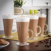 Odi Home Latte Cup with 4 Handles Glass Coffee Cup 290 ml