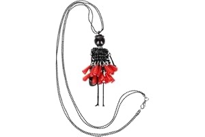 Holibanna Collana con ciondolo a forma di bambola fatta a mano con ciondolo a forma di abito di cristallo dichiarazione maglione collana per ragazze donne (giallo)