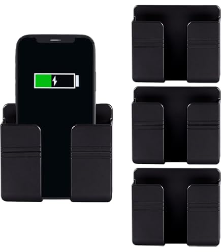 4 Supports Muraux Adhésifs Pour Téléphone - Fixation 3M Forte | Pour Chargeur, Douche, Cuisine