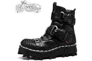 TDHLW Bottes de moto en cuir pour adultes/bottes Punk Bottes en cuir montantes en cuir pour hommes Bottes courtes européennes et américaines d'outillage du désert Bottes militaires