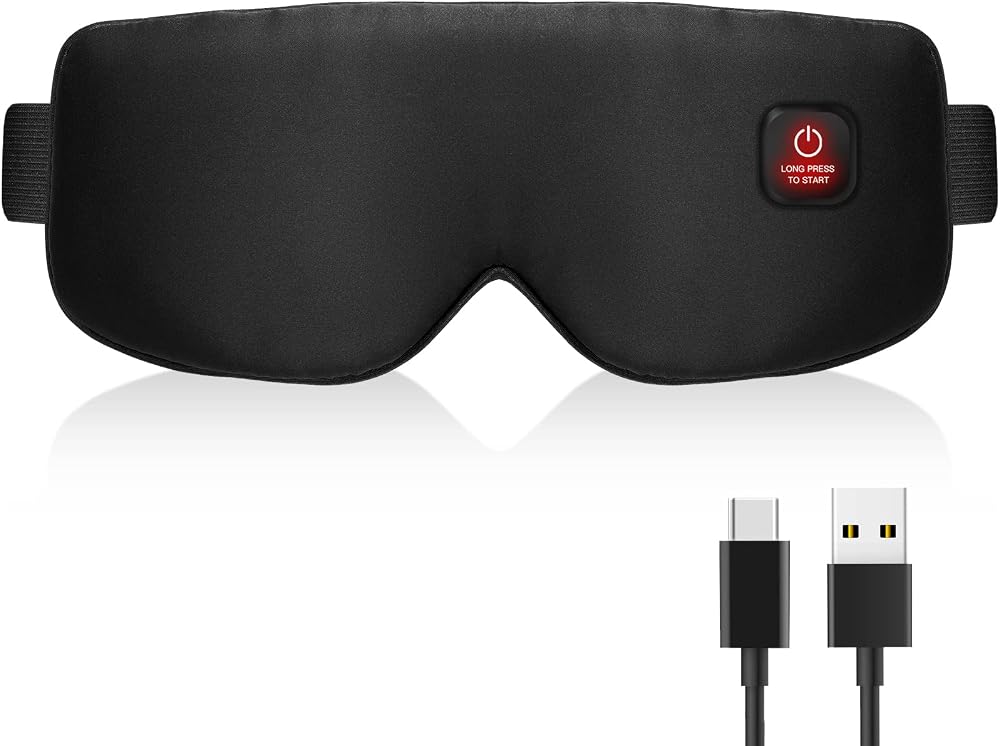 Betidom Kuru Gözler için Akülü Isıtmalı Göz Maskesi, USB Göz Isıtma Pedi, Şarj Edilebilir, Gerçek İpek, Erkekler Kadınlar için Uyku Maskesi, Rahatlatıcı Arpacık için Sıcak Göz Sıkıştırması, Blefarit, Salazyon