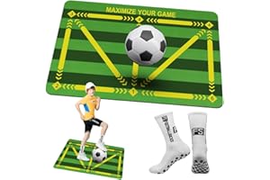 CARTLANT Football Training Mat with Grip Socks Kids Football Skills Dribble Ball Control Ideas Pad Girls Boys Soccer Gifts Footwork Accuracy Practice in House 90 * 60cm Non Slip Rubber Footballer Rug