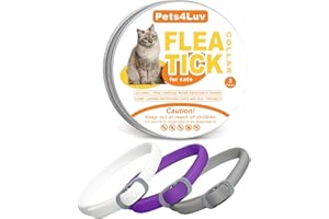 Pets4Luv Collier Anti-puces et tiques pour Chats avec huiles essentielles Naturelles. Protection à Long Terme jusqu'à 8 Mois. Étanche et réglable jusqu'à 48 cm. Lot de 3.