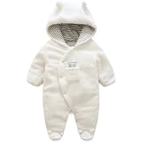 Combinaison Neige Bébé AIEOE - Chaud Avec Capuche Et Pieds Intégrés, Taille 3M-12M