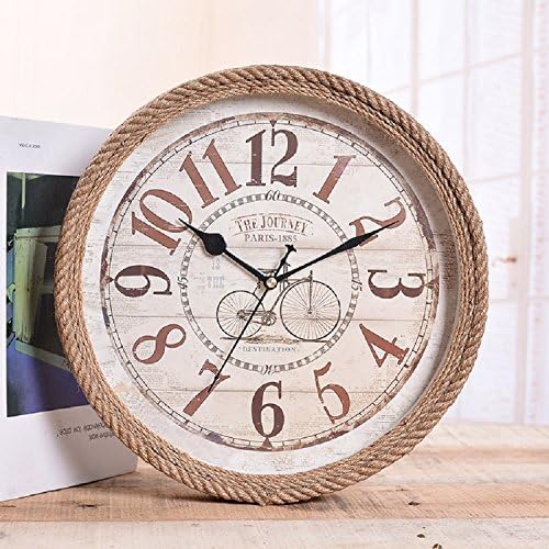 Gold butterfly@ European Retro Roman Creative Vintage Wall Clock Home Decor Watch hemp rope