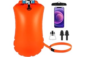 HUAHUANGHUI Boa da Nuoto per Adulti, Galleggiante da Nuoto All'aperto, Boa Gonfiabile per Nuoto Arancione & Sacca Stagna, Gonfiabile, Boa Nuoto, Triathlon per Acqua Aperta, Sport Acquatici