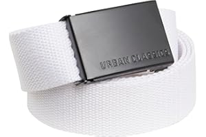 URBAN CLASSICS, Cintura in tela unisex, cintura da uomo e da donna, cintura in tessuto, cintura senza fori, con logo sulla fibbia quadrata, colori diversi