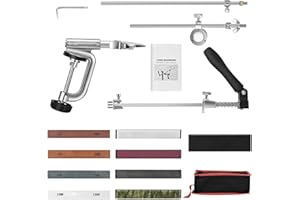 MusyVocay Affilacoltelli manuali professionali 8 pietre per affilare, affilacoltelli con design girevole a 360 ° per cucina domestica, macinazione di parti di precisione