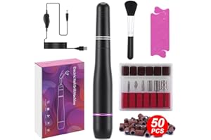 Jigerjs Torno Para Uñas, Torno Para Uñas Profesional, 11 en 1 Eléctrica Lima Uñas, Para Uñas de gel y Manicura y Pedicura Pulido, Máquina Portátil de Manicura Para Salón y Hogar, Negro