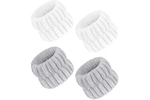 AOOWU Bracelets de Lavage de Visage, 2 Paires Microfibre Bracelets de Lavage de Visage, Bracelet pour Femme Maquillage, Yoga, Empêche Le Liquide de se renverser dans Vos Bras（Gris+Blanc）