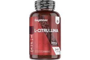 WEIGHTWORLD L Citrullina Vegana, 240 Capsule, 3000mg per Dose, con L-Citrullina Polvere (2 Mesi di Fornitura), Integratore Pre Workout e Post Workout, Aminoacido Privo di Magnesio Stearato, Senza Glutine né OGM
