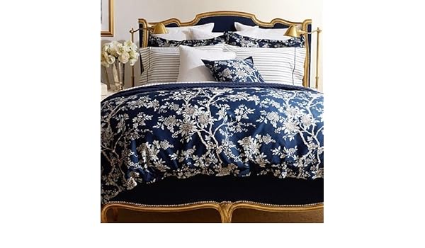 Ralph Lauren Navy Blue Deauville Floral Blossom King Duvet