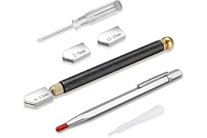 SUGHUG Tagliavetro Professionale,6 Pezzi Strumento Tagliavetro con Penna per Incisione per 2mm-20mm Taglierina Professionale in Vetro, Tagliapiastrelle,per Specchio e Piastrelle in Mosaico di Vetro Spesso