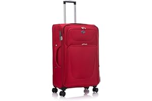Aerostar Large 29” Lightweight Softshell Expandable Suitcase, Integrated Combination Lock, 4 Wheels Check in Luggage for 23kg (Chestnut Red, 112 litres)