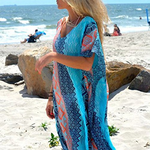 Jastore®boho Damen Strandponcho Sommer Kleid Überwurf Kaftan Strandkleid Bikini Tunika Cover Up - 4