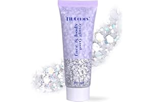 NAILPRETTY Gel Paillettes Visage, Festival Gel Pailleté Visage, Brillant Corps féminin Glitter, Paillettes de Corps pour Carnaval, Festival, Mascarade et Maquillage de Soirée (Argent)