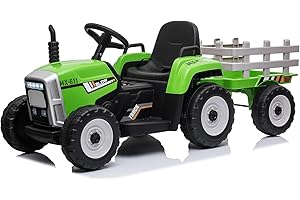 BC BABY COCHES BABYCOCHES - Tractor eléctrico para niños con Batería 12V / Coches eléctricos para niños con Mando Control Remoto, Equipo de Sonido Mediante Bluetooth, Tractor con Remolque Desmontable para niños.