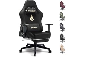 ‎SYMINO symino Gaming Stuhl ，Atmungsaktiver Bürostuhl ，Hochwertiger Alcantara-Stoff，So weich wie EIN Pelz，Ergonomischer PC Stuhl, Verstellbarer Drehbarer Task Stühle mit Fußstütze(Schwarz)…