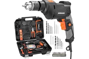 Stakmann Valigetta Attrezzi 41pz con Trapano Elettrico a Percussione Potenza 710W Velocita Regolabile 0-3000rpm Mandrino 13mm con Chiavino con Manico Ausiliario e Misuratore di profondità