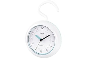 OSTAR Waterproof Bathroom Shower Clock, Analog Quartz Clock Hanging Stand Dual Purpose, One AA Battery Operated 4.72 inch Round Size