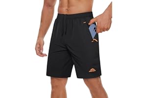 TACVASEN Men's Quick-Drying Training Shorts, Running Shorts, Breathable Sports Shorts with Zip Pockets