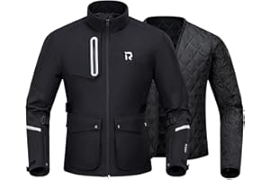 RIDEIRON Chaqueta moto hombre con Protección CE,chaqueta moto invierno con forro extraíble para proteger del frío y el viento en todas las estaciones,Negro