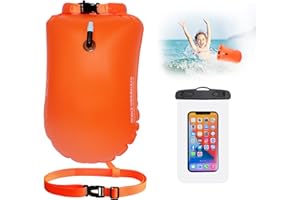 JODSEN Bouée de Natation,Flotteur Tractée de Natation Sauvage 20L et Étui de Téléphone Étanche,Sac Sec Remorquage Gonflable,Nageurs Sports En Eau Libre Triathlètes Entraînement Accessoires,à Haute Visibilité