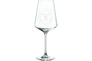 EKM LIVING Leonardo Puccini Verre à vin, 560 ml, avec gravure Cheers to 40 ans, cadeau 40e anniversaire, idée de cadeau pour anniversaires, mariages, anniversaires, fêtes, pour femmes, hommes, (verre à vin 40)