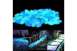 SPORTARC Pierre Lumineuse, 50 Galets phosphorescents pour Aquarium, Cailloux Artificiels Pierres, Artificiels Pierres Décoratives dans la Nuit pour Extérieur Jardin Aquarium Chemins Chambre d'enfant, Bleu