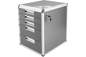 DCSYOG Cassettiera in metallo con serratura, scatola portadocumenti in lega di alluminio DIN A4 a 5 scomparti con campi per etichettatura, robusta scatola organizzativa