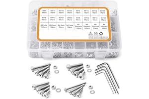 EBKCQ 1225 Pezzi Viti a Testa Bombata Esagonale e Dadi e Rondelle, M2 M3 M4 M5 Viti a Testa Cilindrica con Esagono Incassato Bulloni Dadi Set, Viti Assortimento di Dadi e Rondelle Kit
