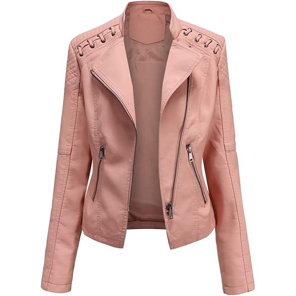 Veste En Cuir Moto Femme SCBFDI - Style Biker Oversized, Pour Automne/Hiver 2024