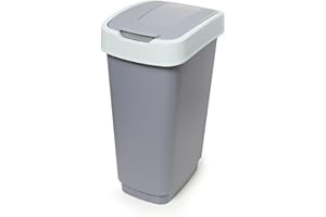 Hastic Mülleimer mit Schwingdeckel 25L - Mülleimer mit Deckel - Mülleimer Schwingdeckel - Schwingdeckeleimer - Mülleimer Plastik (Pastell Grau-Grün, 25L)